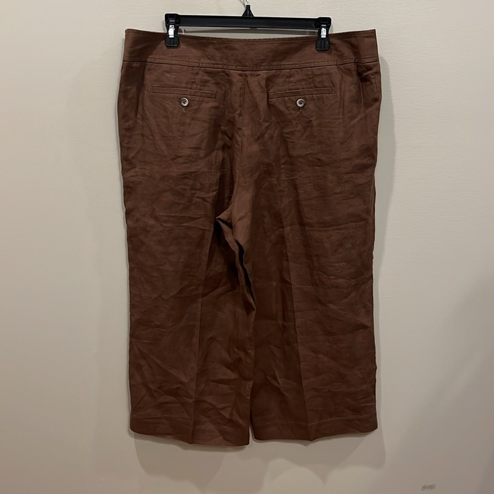 J. Jill Linen Capri Brown Linen Pants - Picture 3 of 6